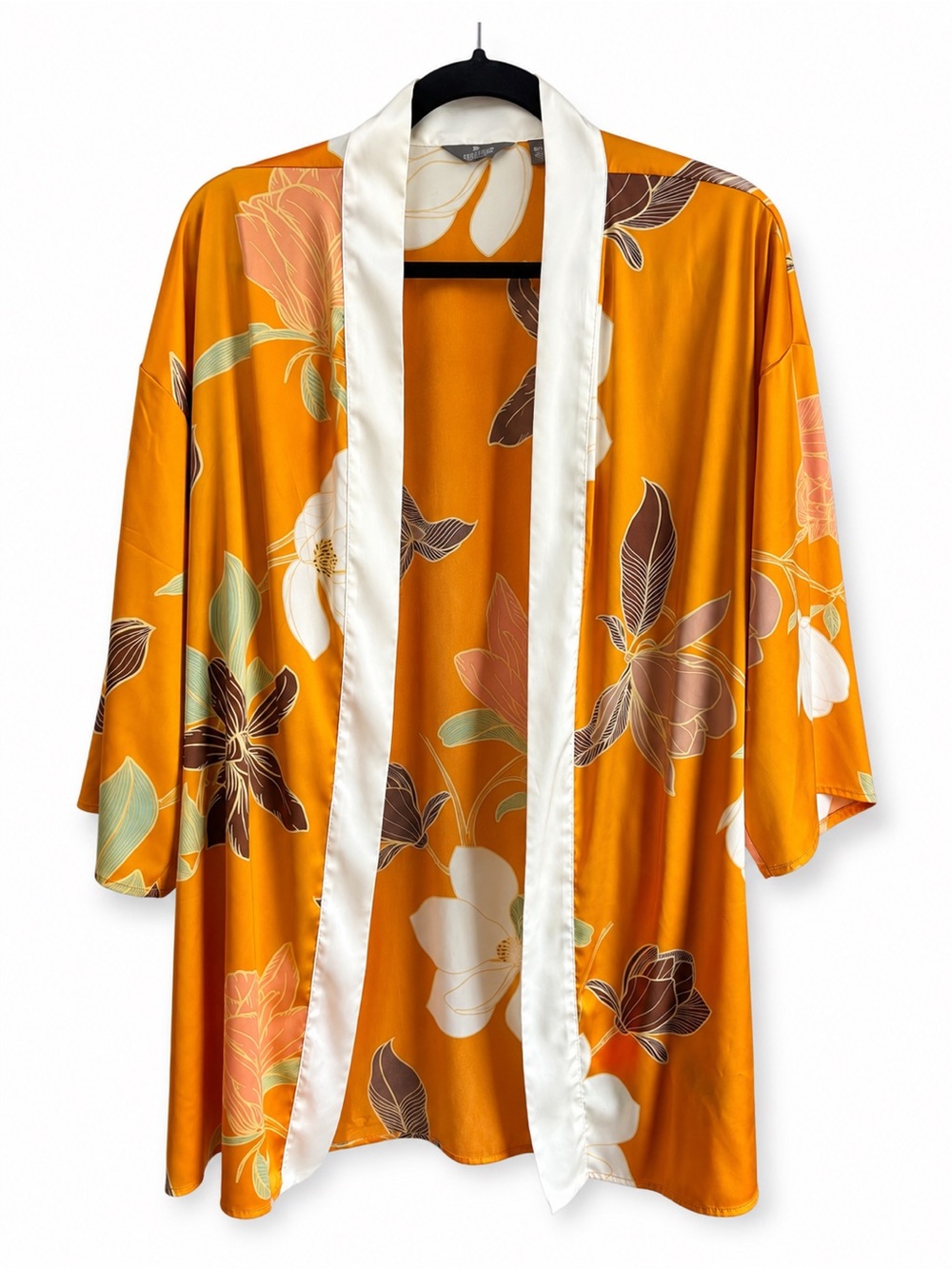 Breezies Floral Satin Kimono Robe Cover Up Lounge Wrap Small - Picture 2 of 4